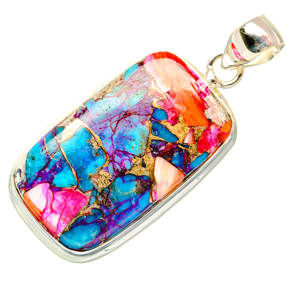 Kingman Pink Dahlia Turquoise Pendants handcrafted by Anasilvercos - PD29191 - Photo 2