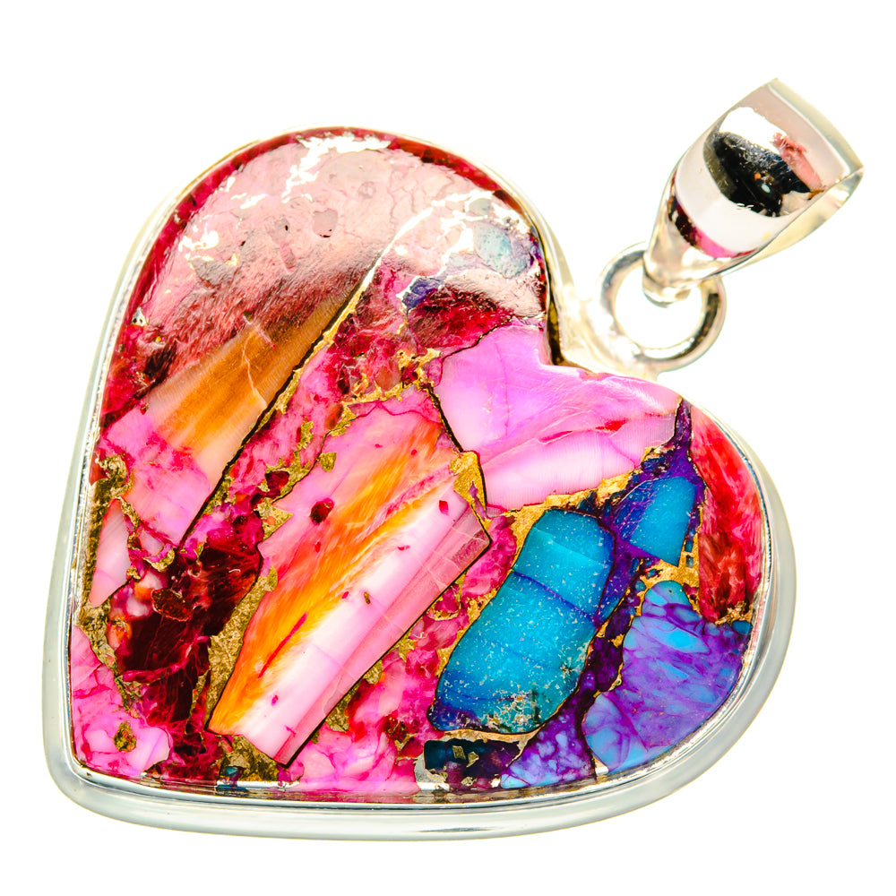 Kingman Pink Dahlia Turquoise Pendants handcrafted by Anasilvercos - PD29192 - Photo 2