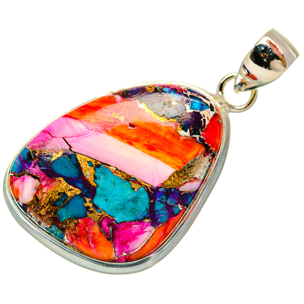 Kingman Pink Dahlia Turquoise Pendants handcrafted by Anasilvercos - PD29193 - Photo 2