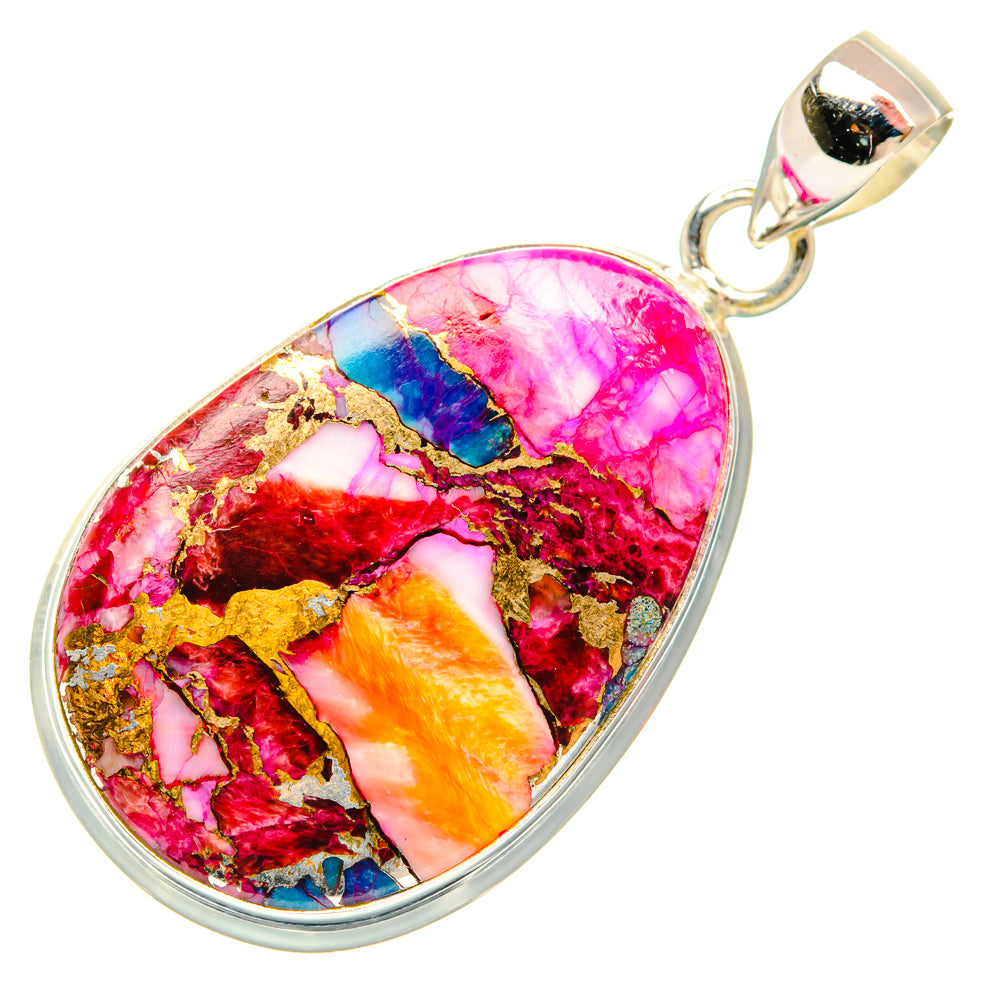 Kingman Pink Dahlia Turquoise Pendants handcrafted by Anasilvercos - PD29194 - Photo 2