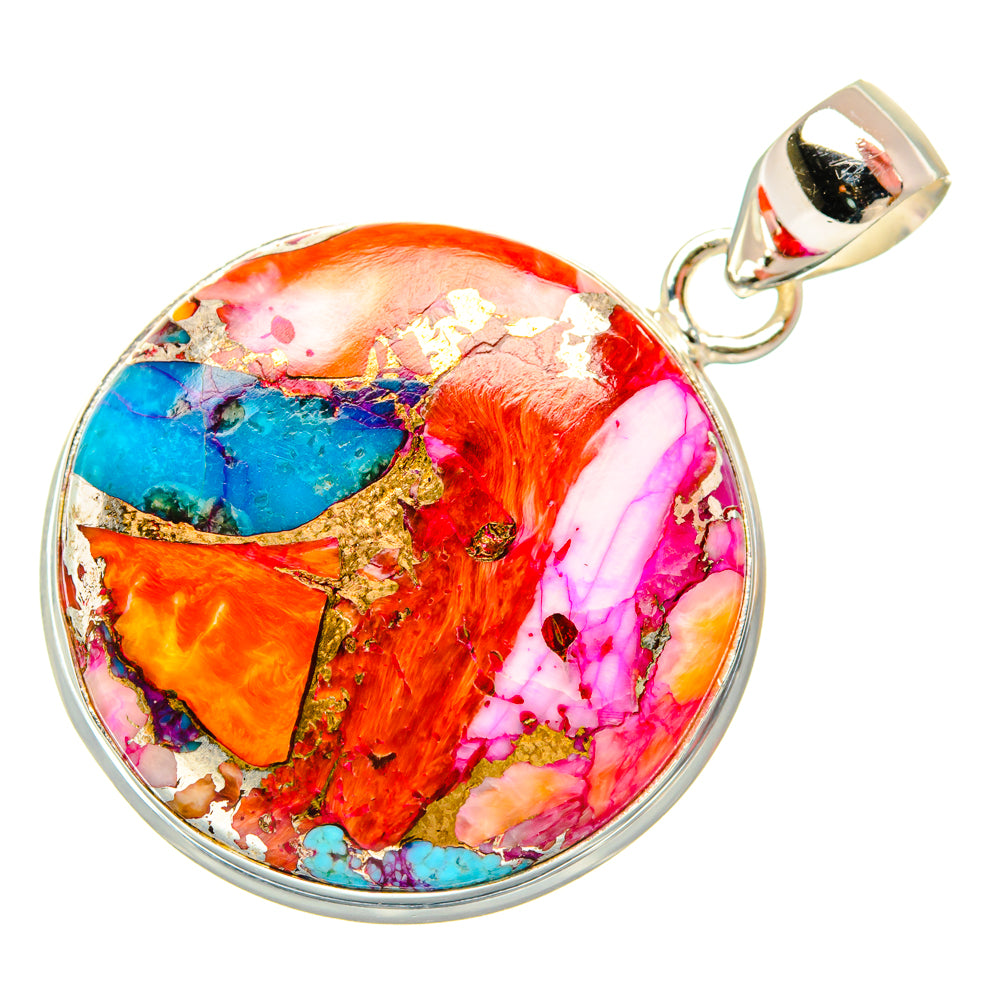 Kingman Pink Dahlia Turquoise Pendants handcrafted by Anasilvercos - PD29196 - Photo 2