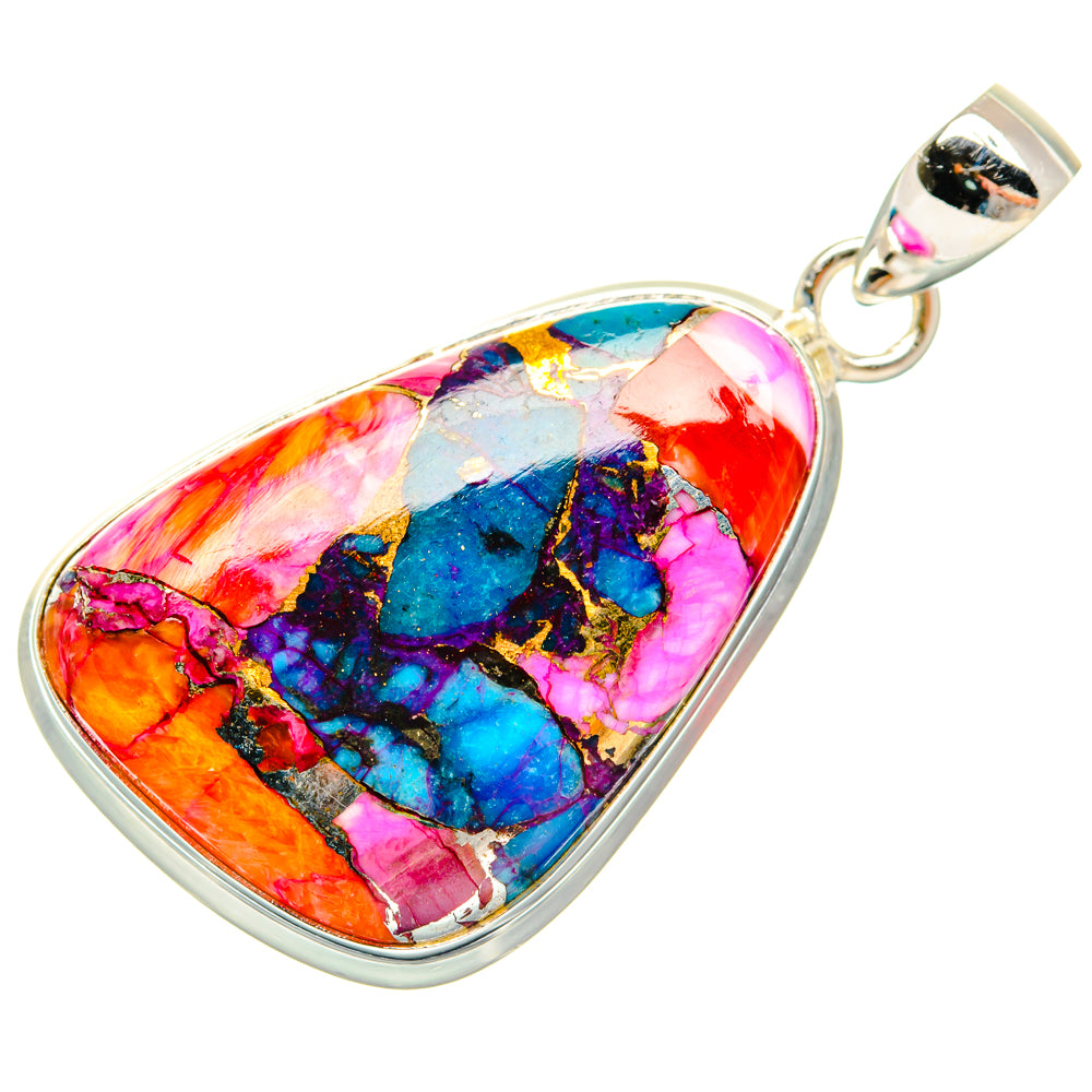 Kingman Pink Dahlia Turquoise Pendants handcrafted by Anasilvercos - PD29197 - Photo 2