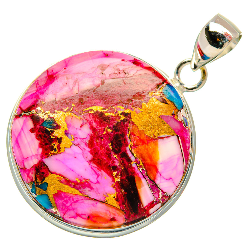 Kingman Pink Dahlia Turquoise Pendants handcrafted by Anasilvercos - PD29198 - Photo 2