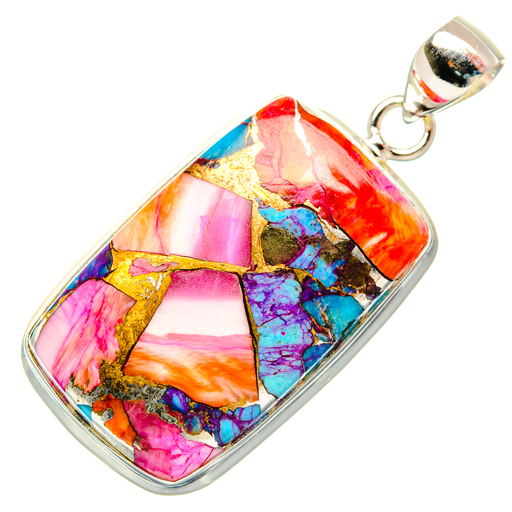 Kingman Pink Dahlia Turquoise Pendants handcrafted by Anasilvercos - PD29201 - Photo 2