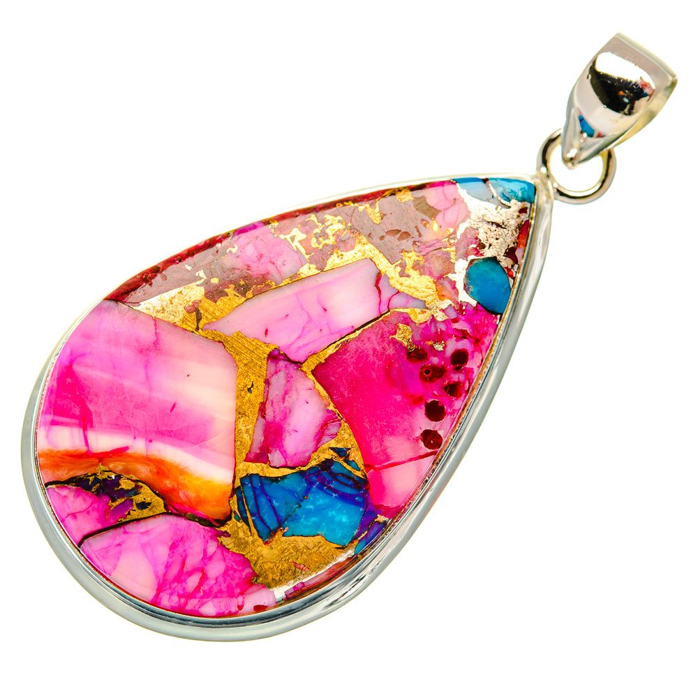 Kingman Pink Dahlia Turquoise Pendants handcrafted by Anasilvercos - PD29202 - Photo 2
