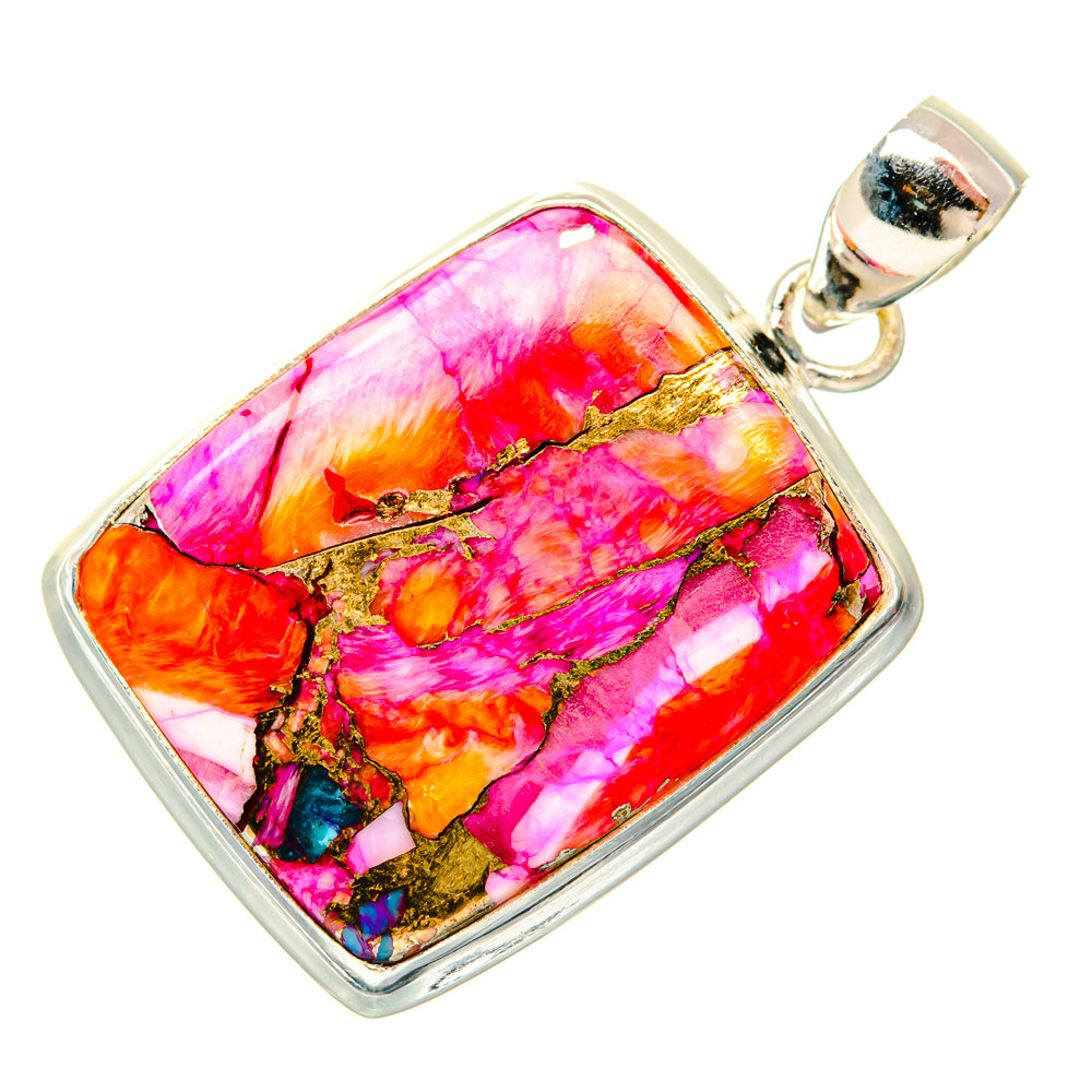 Kingman Pink Dahlia Turquoise Pendants handcrafted by Anasilvercos - PD29203 - Photo 2
