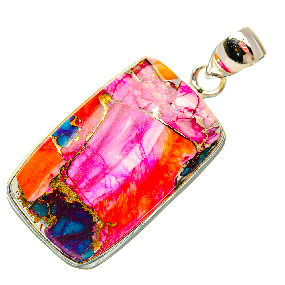 Kingman Pink Dahlia Turquoise Pendants handcrafted by Anasilvercos - PD29204 - Photo 2