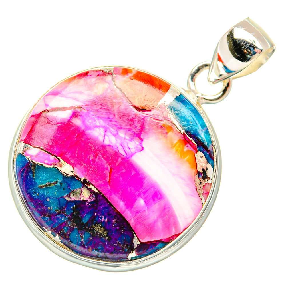 Kingman Pink Dahlia Turquoise Pendants handcrafted by Anasilvercos - PD29206 - Photo 2