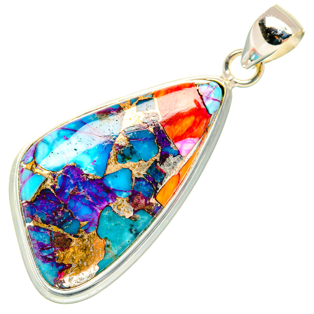 Kingman Pink Dahlia Turquoise Pendants handcrafted by Anasilvercos - PD29209 - Photo 2