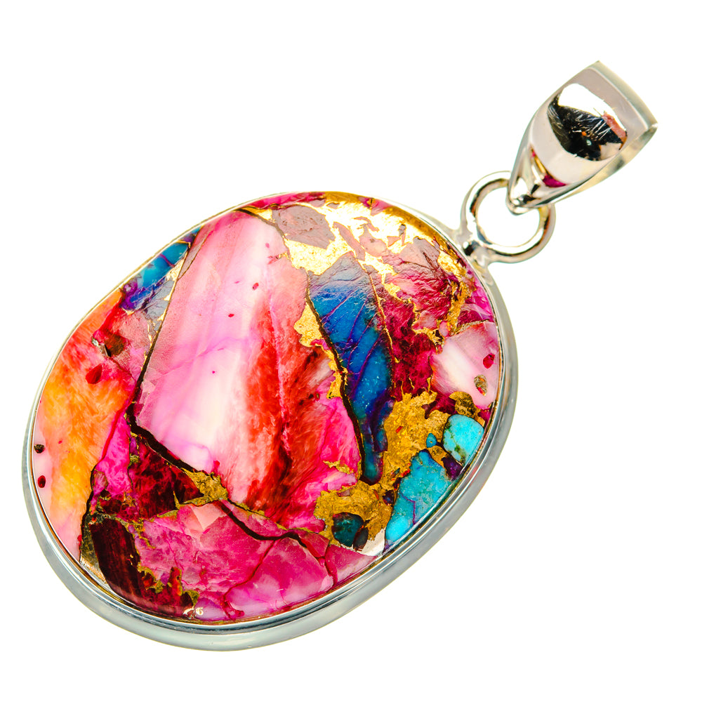 Kingman Pink Dahlia Turquoise Pendants handcrafted by Anasilvercos - PD29210 - Photo 2