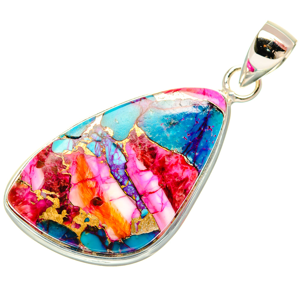 Kingman Pink Dahlia Turquoise Pendants handcrafted by Anasilvercos - PD29211 - Photo 2