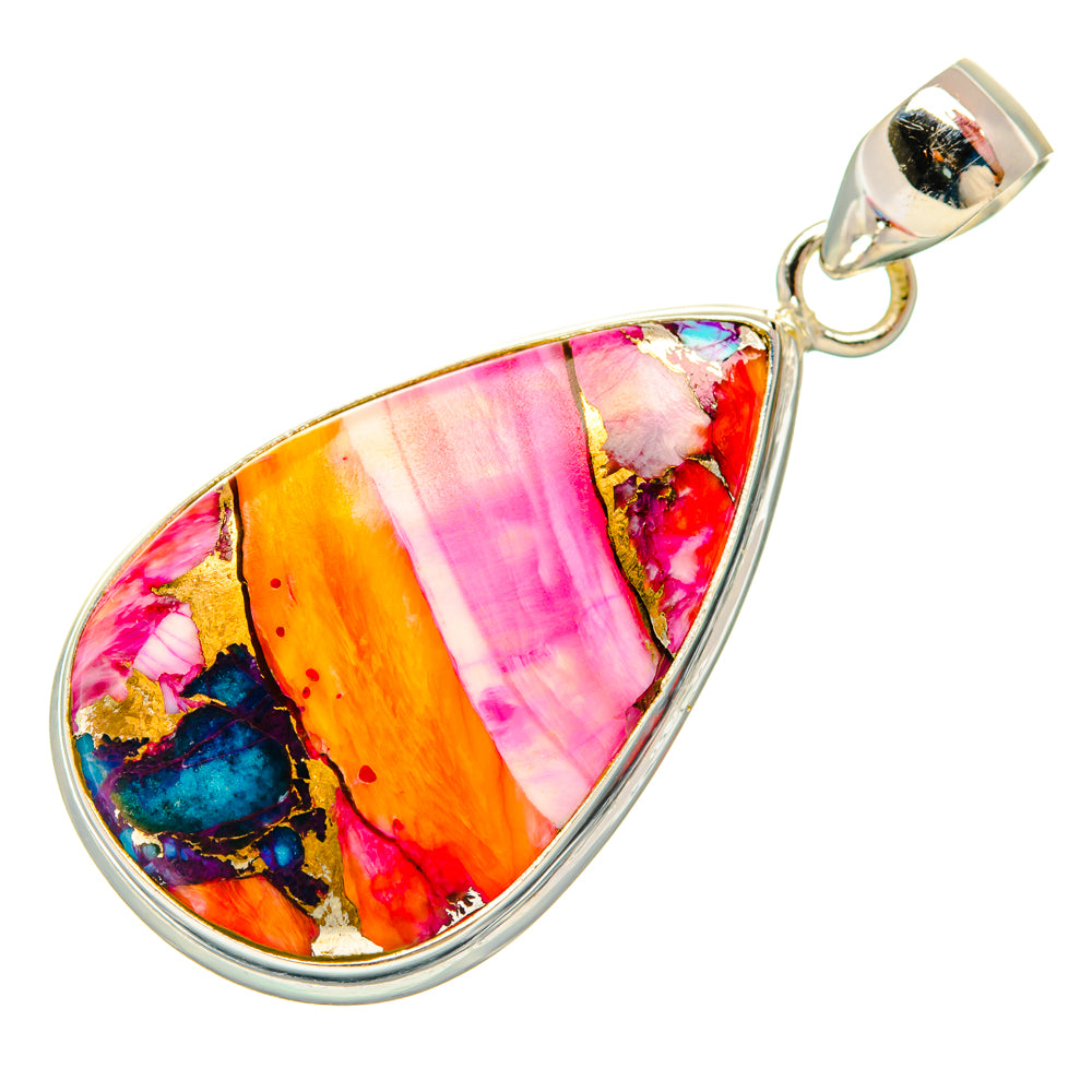Kingman Pink Dahlia Turquoise Pendants handcrafted by Anasilvercos - PD29212 - Photo 2