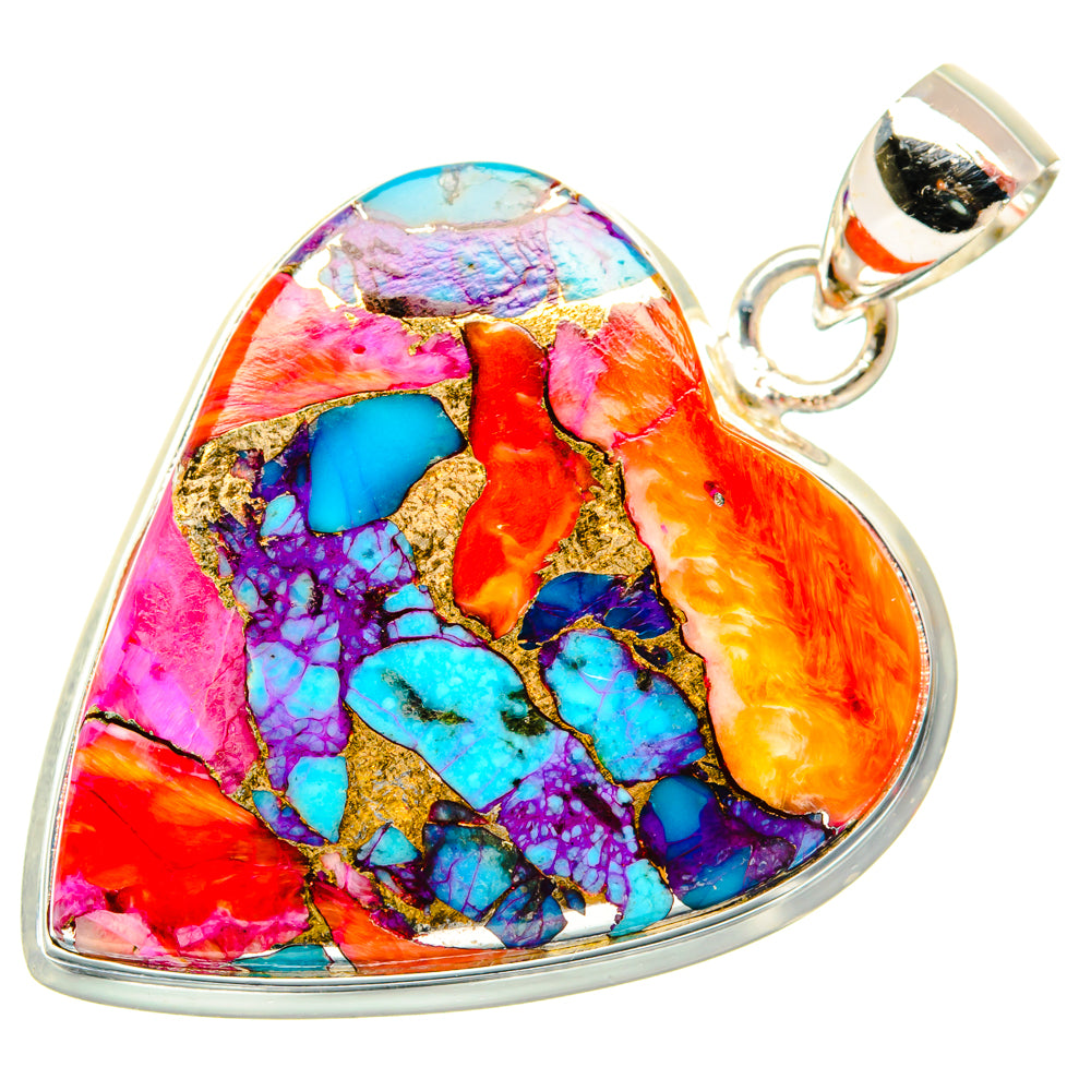 Kingman Pink Dahlia Turquoise Pendants handcrafted by Anasilvercos - PD29213 - Photo 2