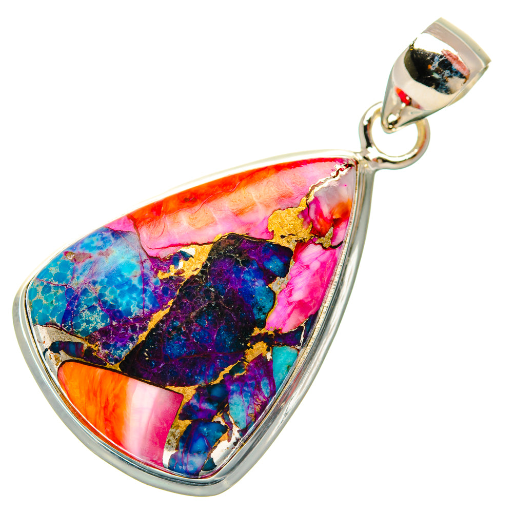 Kingman Pink Dahlia Turquoise Pendants handcrafted by Anasilvercos - PD29214 - Photo 2