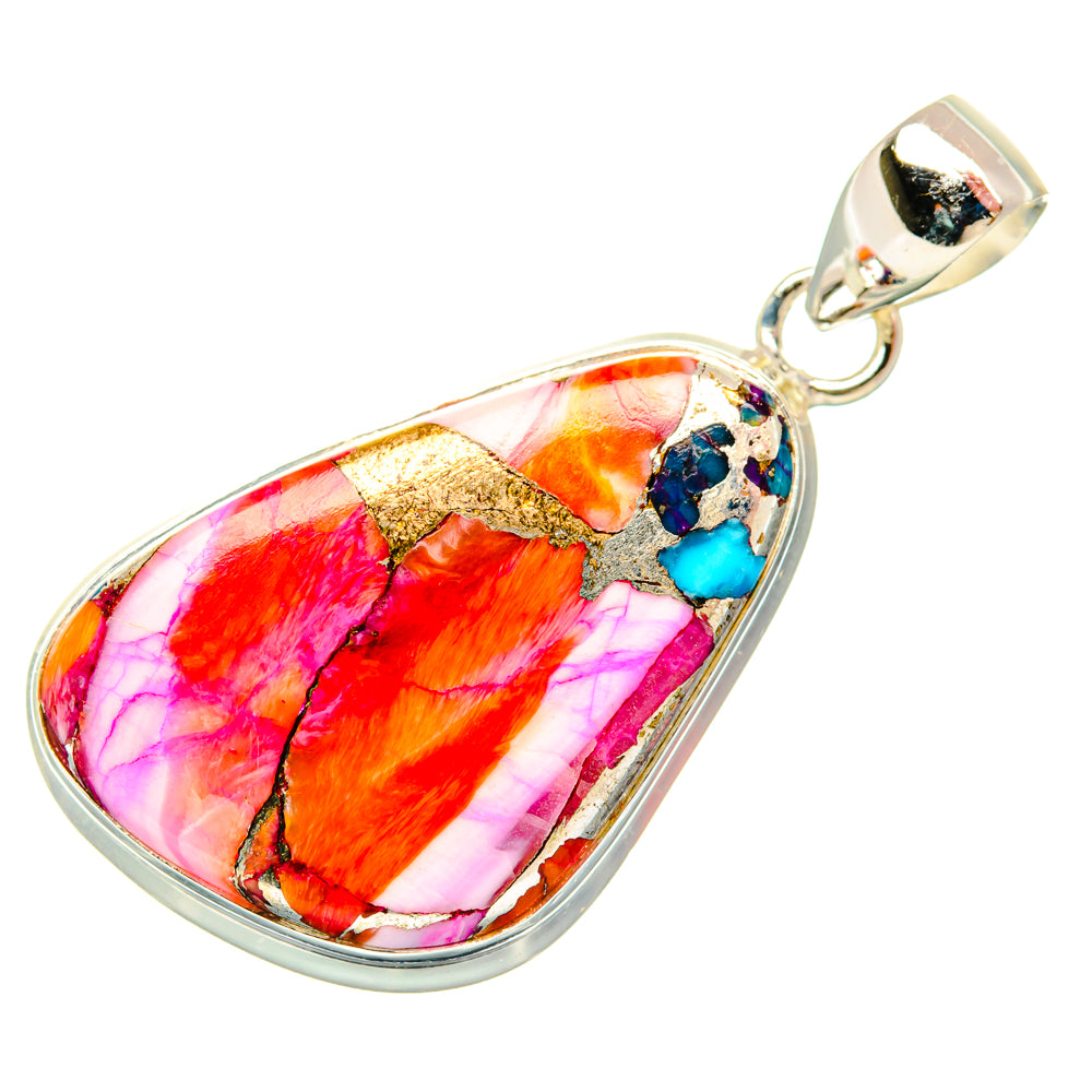 Kingman Pink Dahlia Turquoise Pendants handcrafted by Anasilvercos - PD29215 - Photo 2