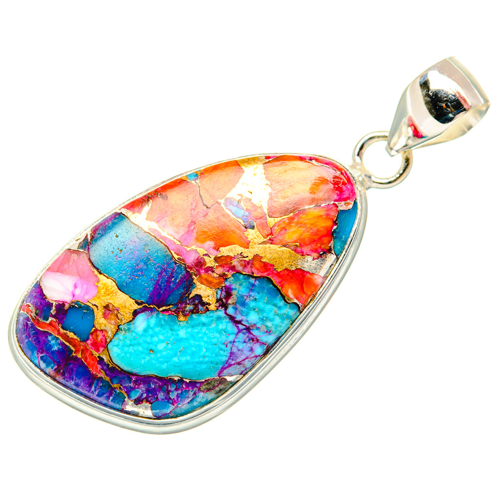 Kingman Pink Dahlia Turquoise Pendants handcrafted by Anasilvercos - PD29217 - Photo 2