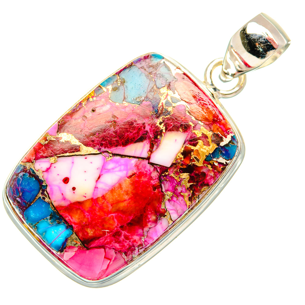 Kingman Pink Dahlia Turquoise Pendants handcrafted by Anasilvercos - PD29219 - Photo 2