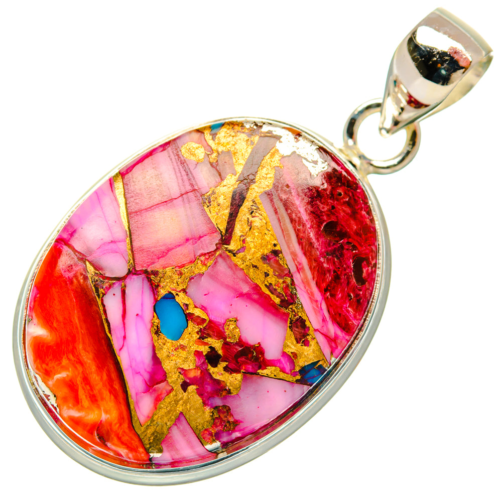 Kingman Pink Dahlia Turquoise Pendants handcrafted by Anasilvercos - PD29222 - Photo 2