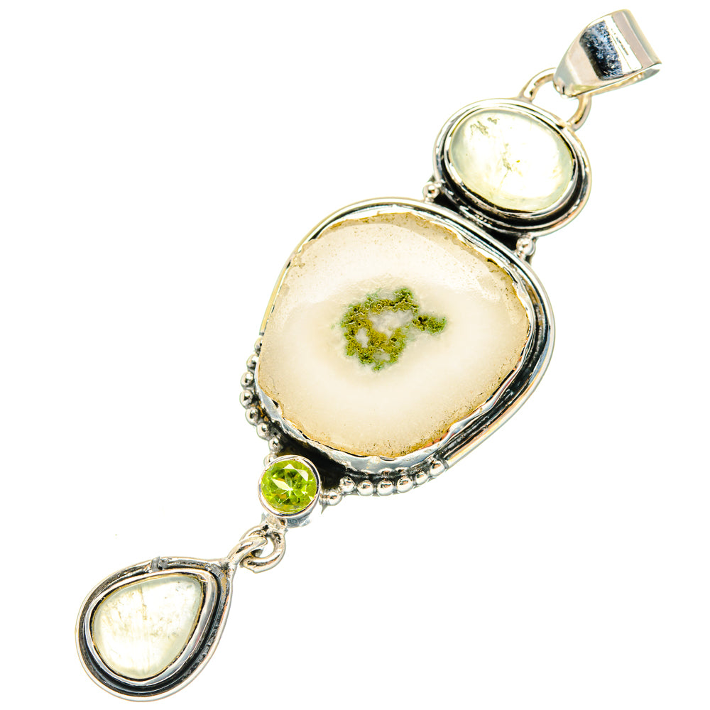 Green Tourmaline In Quartz Pendants handcrafted by Anasilvercos - PD29450 - Photo 2