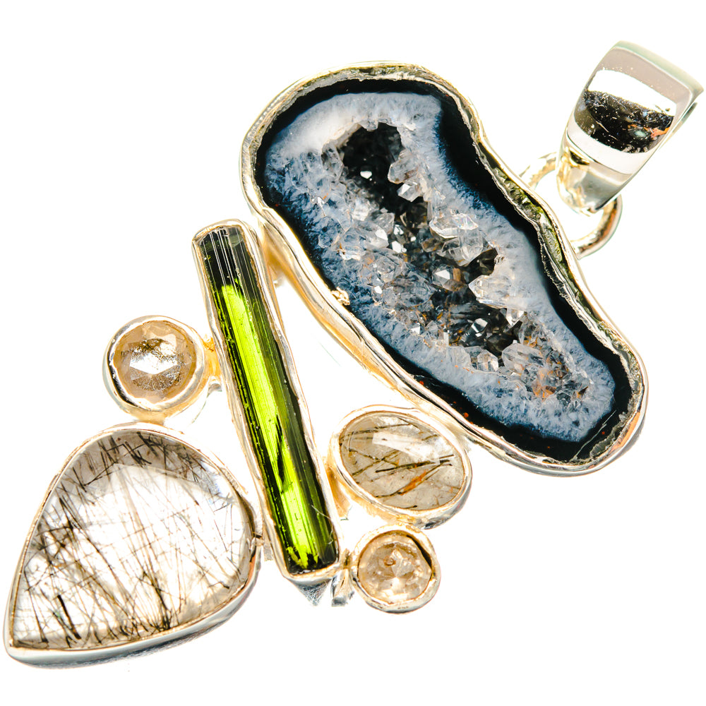Black Geode Slice Pendants handcrafted by Anasilvercos - PD29469 - Photo 2