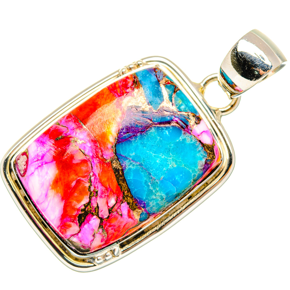Kingman Pink Dahlia Turquoise Pendants handcrafted by Anasilvercos - PD29481 - Photo 2