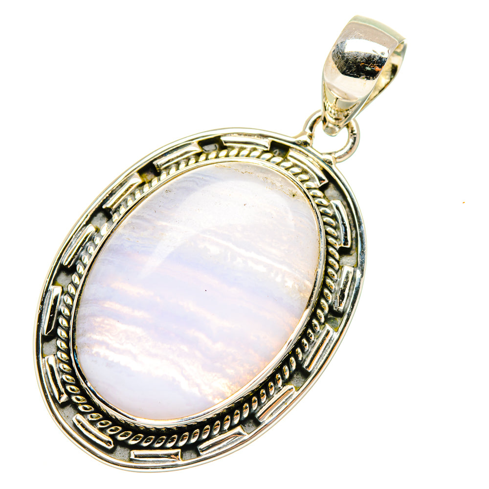 Blue Lace Agate Pendants handcrafted by Anasilvercos - PD29484 - Photo 2