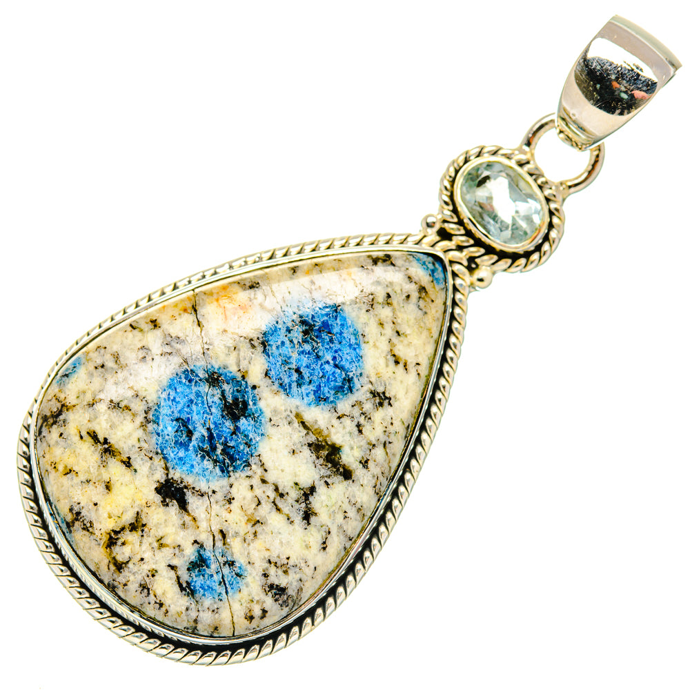 K2 Blue Azurite, Blue Topaz Pendants handcrafted by Anasilvercos - PD29544 - Photo 2
