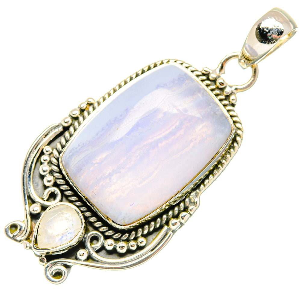 Blue Lace Agate Pendants handcrafted by Anasilvercos - PD29545 - Photo 2