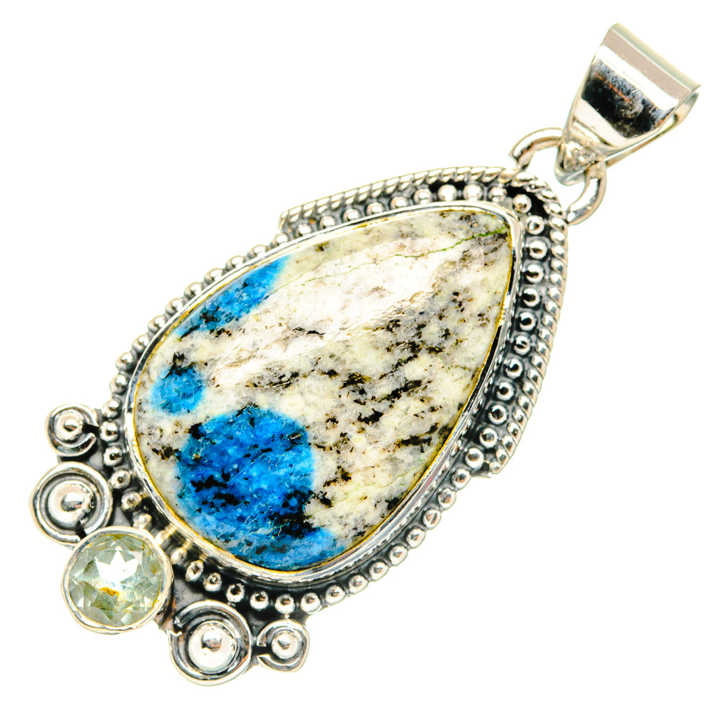 K2 Blue Azurite, Blue Topaz Pendants handcrafted by Anasilvercos - PD29574 - Photo 2