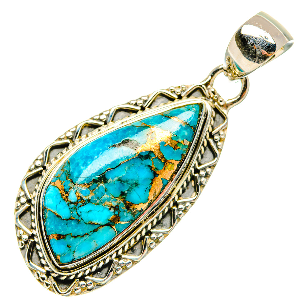 Blue Copper Composite Turquoise Pendants handcrafted by Anasilvercos - PD29597 - Photo 2