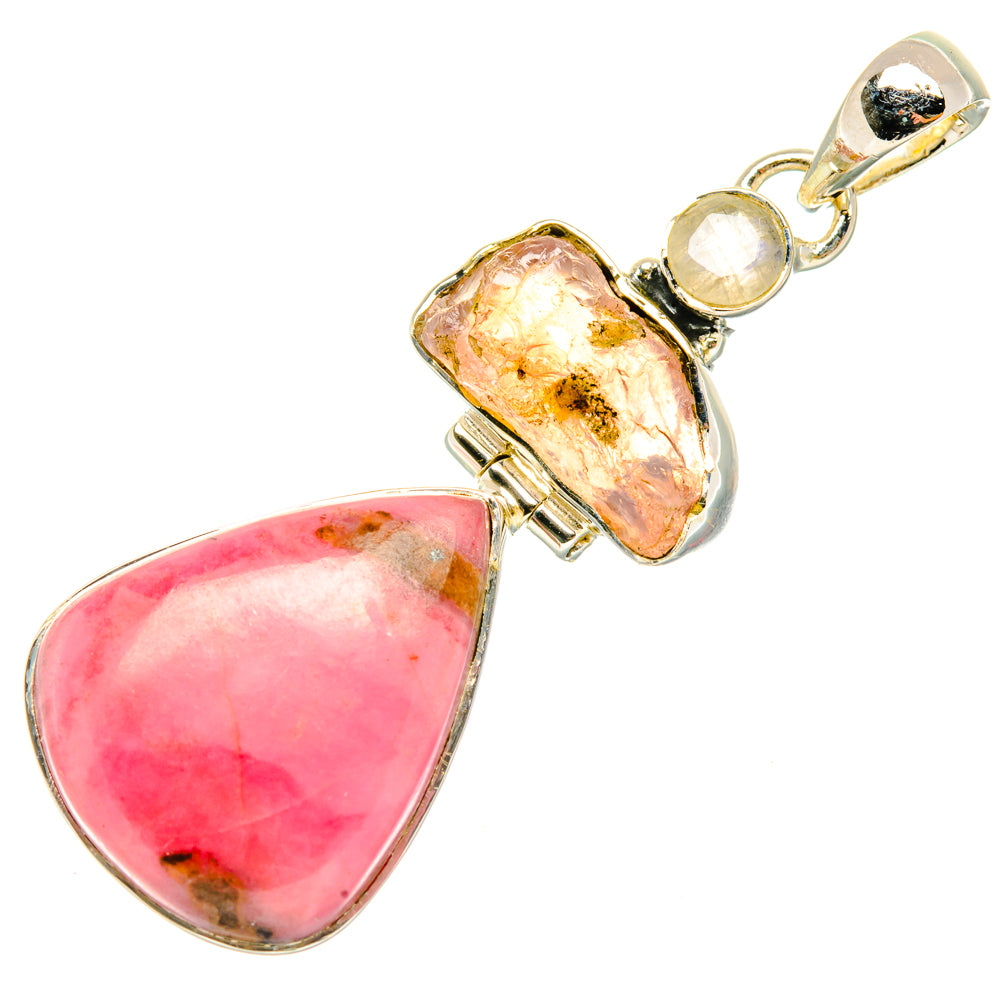 Pink Opal, Rose Quartz, Rainbow Moonstone Pendants handcrafted by Anasilvercos - PD29598 - Photo 2