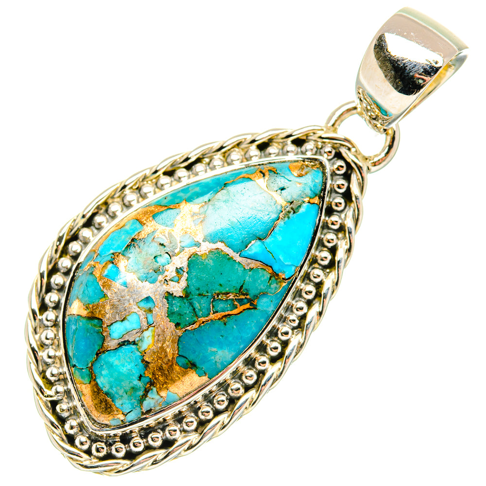 Blue Copper Composite Turquoise Pendants handcrafted by Anasilvercos - PD29599 - Photo 2