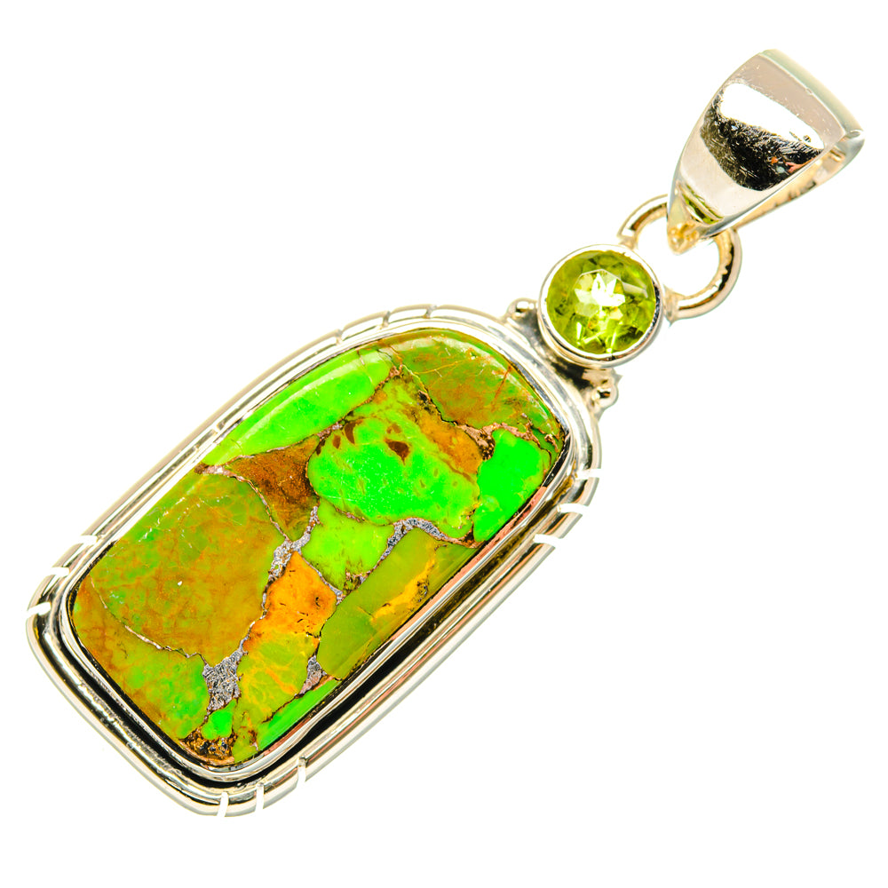 Green Copper Composite Turquoise, Peridot Pendants handcrafted by Anasilvercos - PD29612 - Photo 2