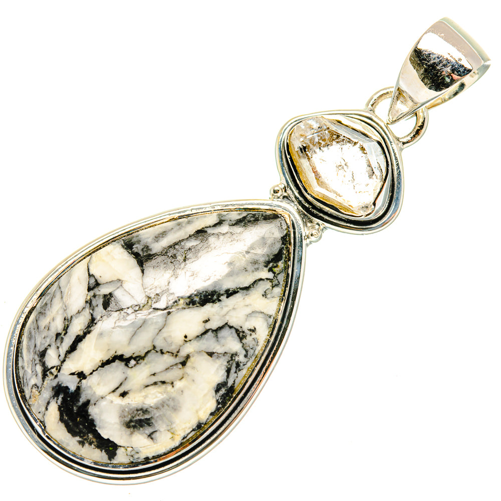 Pinolith Jasper, Herkimer Diamond Pendants handcrafted by Anasilvercos - PD29615 - Photo 2
