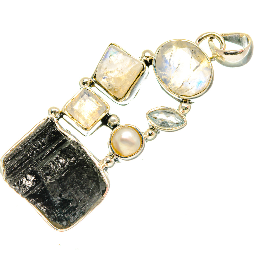 Tektite, Rainbow Moonstone, Blue Topaz, Cultured Pearl Pendants handcrafted by Anasilvercos - PD29620 - Photo 2