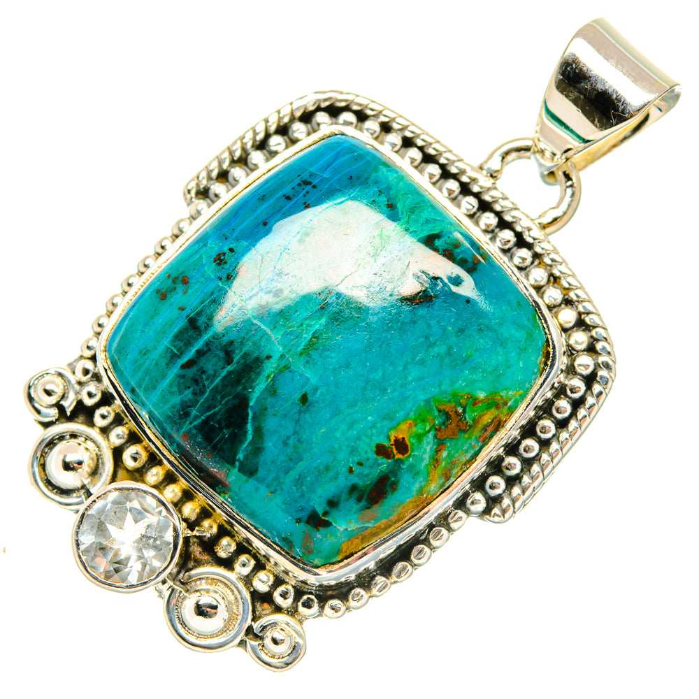 Chrysocolla, Blue Topaz Pendants handcrafted by Anasilvercos - PD29622 - Photo 2