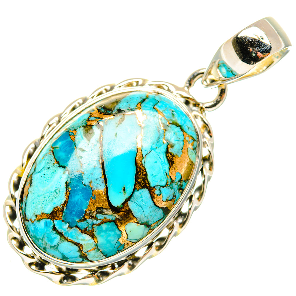 Blue Copper Composite Turquoise Pendants handcrafted by Anasilvercos - PD29647 - Photo 2