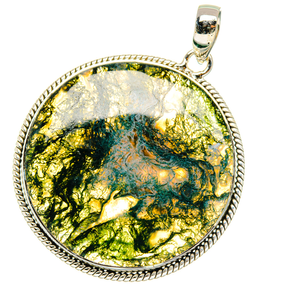 Green Moss Agate Pendants handcrafted by Anasilvercos - PD29660 - Photo 2