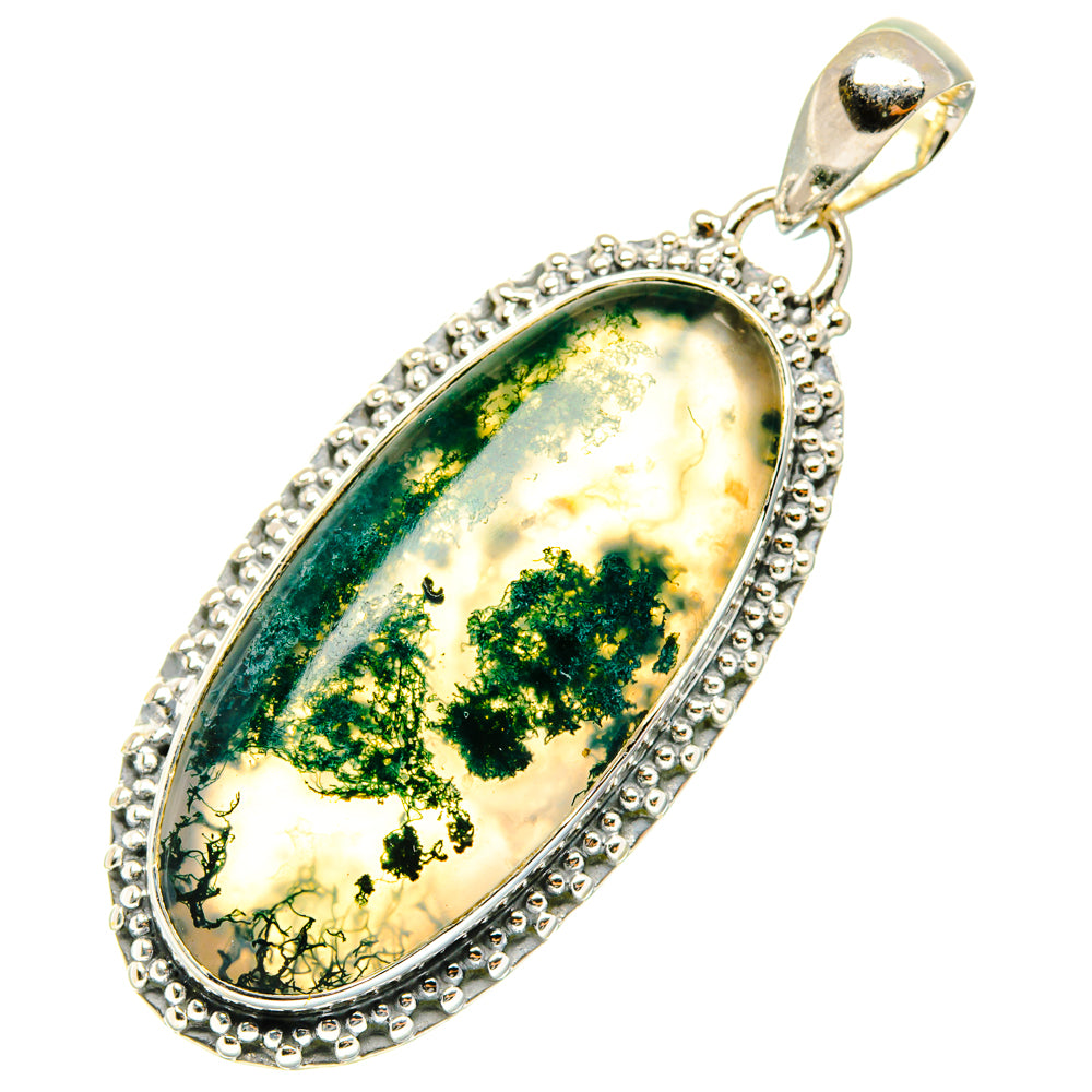 Green Moss Agate Pendants handcrafted by Anasilvercos - PD29678 - Photo 2