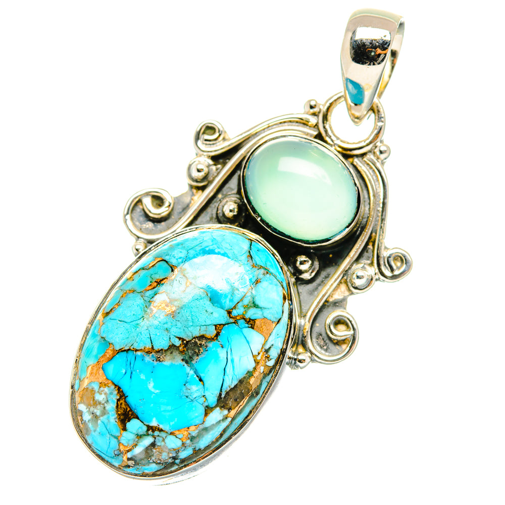 Blue Copper Composite Turquoise Pendants handcrafted by Anasilvercos - PD29700 - Photo 2