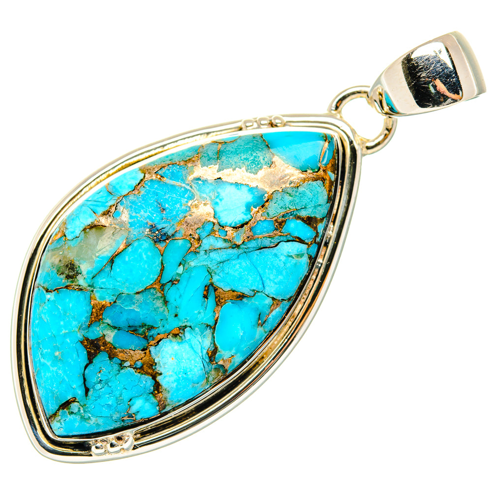 Blue Copper Composite Turquoise Pendants handcrafted by Anasilvercos - PD29713 - Photo 2