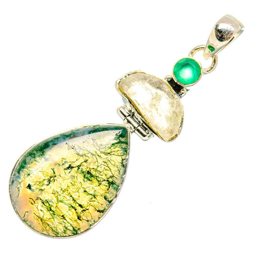 Green Moss Agate Pendants handcrafted by Anasilvercos - PD29737 - Photo 2