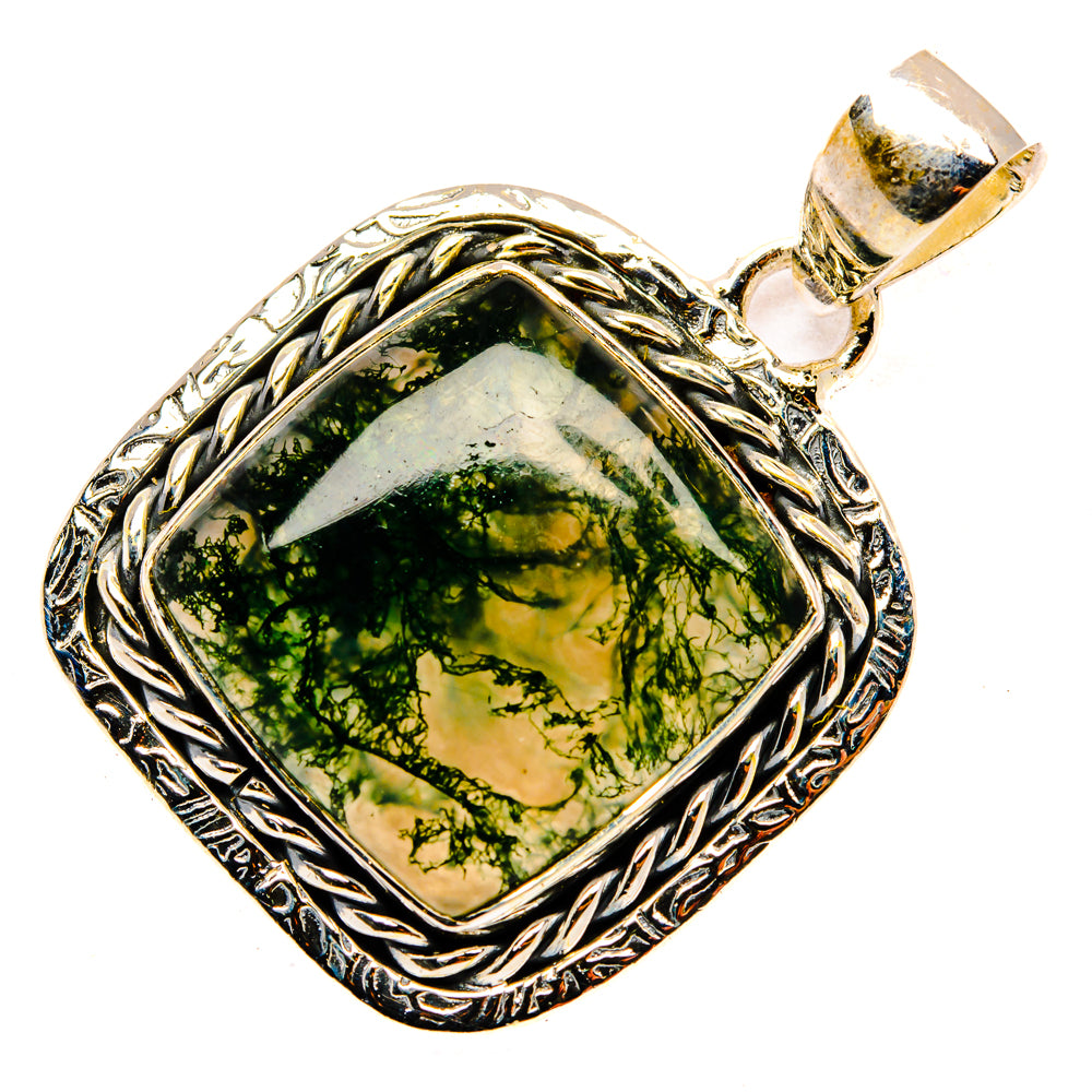 Green Moss Agate Pendants handcrafted by Anasilvercos - PD29877 - Photo 2