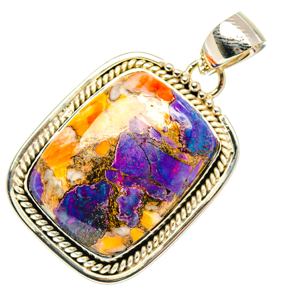 Purple Orange Copper Composite Turquoise Pendants handcrafted by Anasilvercos - PD29968 - Photo 2