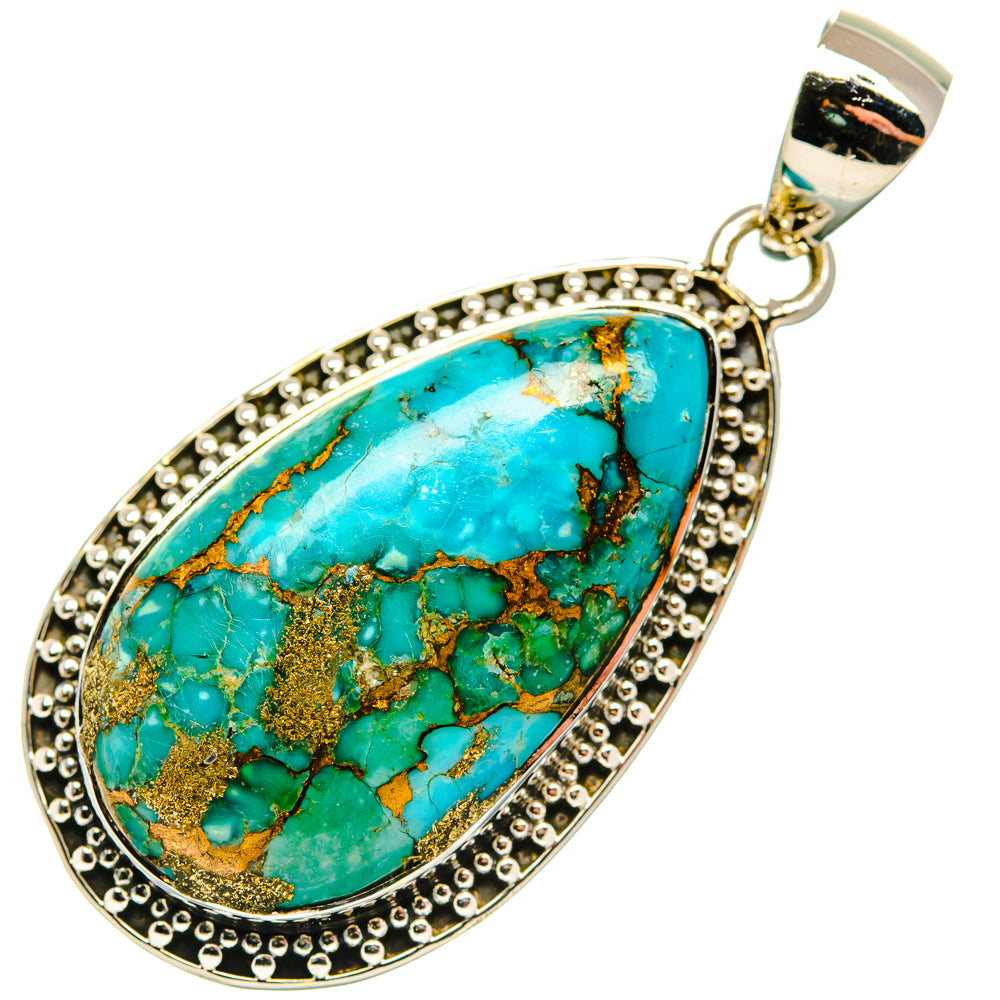 Blue Copper Composite Turquoise Pendants handcrafted by Anasilvercos - PD30023 - Photo 2