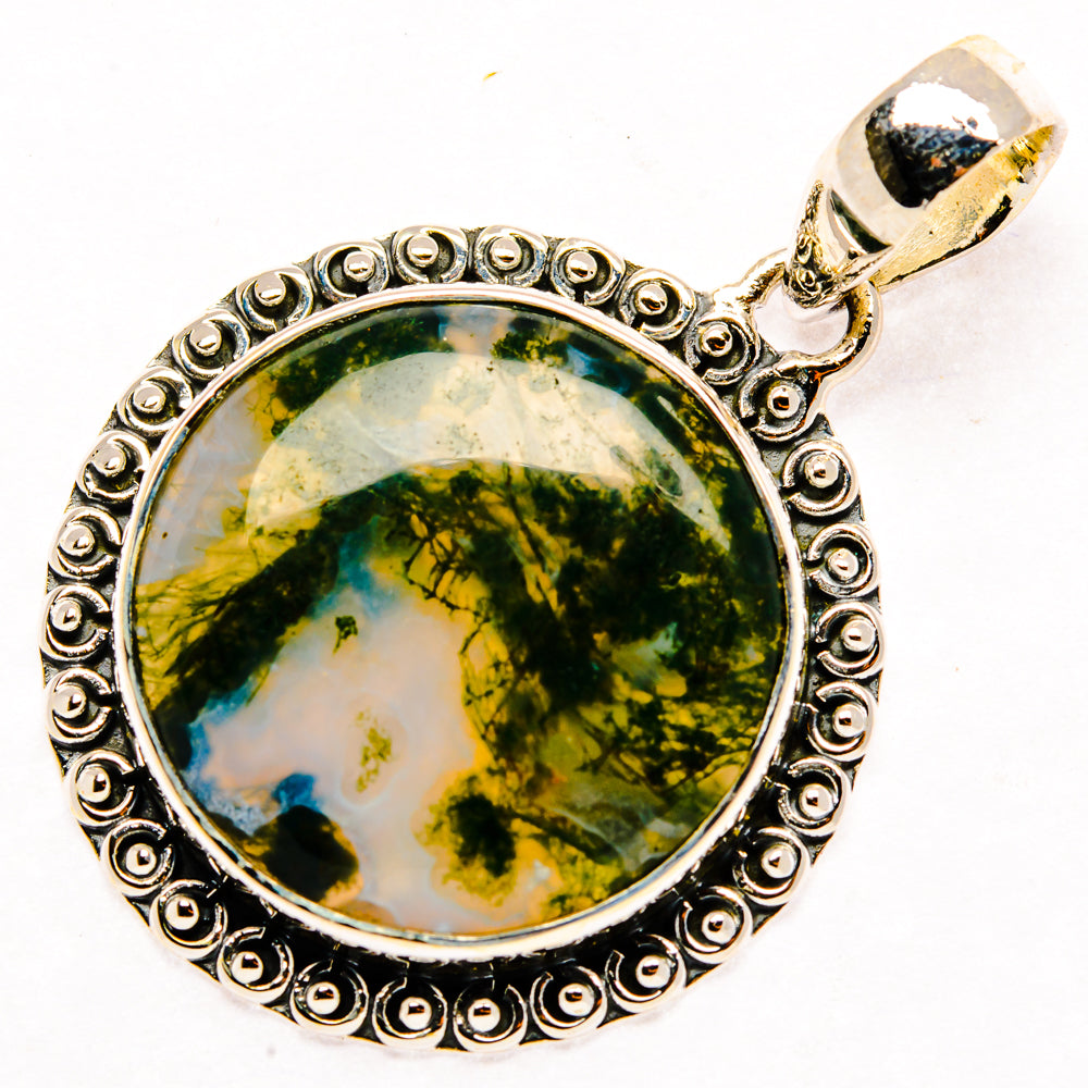 Green Moss Agate Pendants handcrafted by Anasilvercos - PD30228 - Photo 2