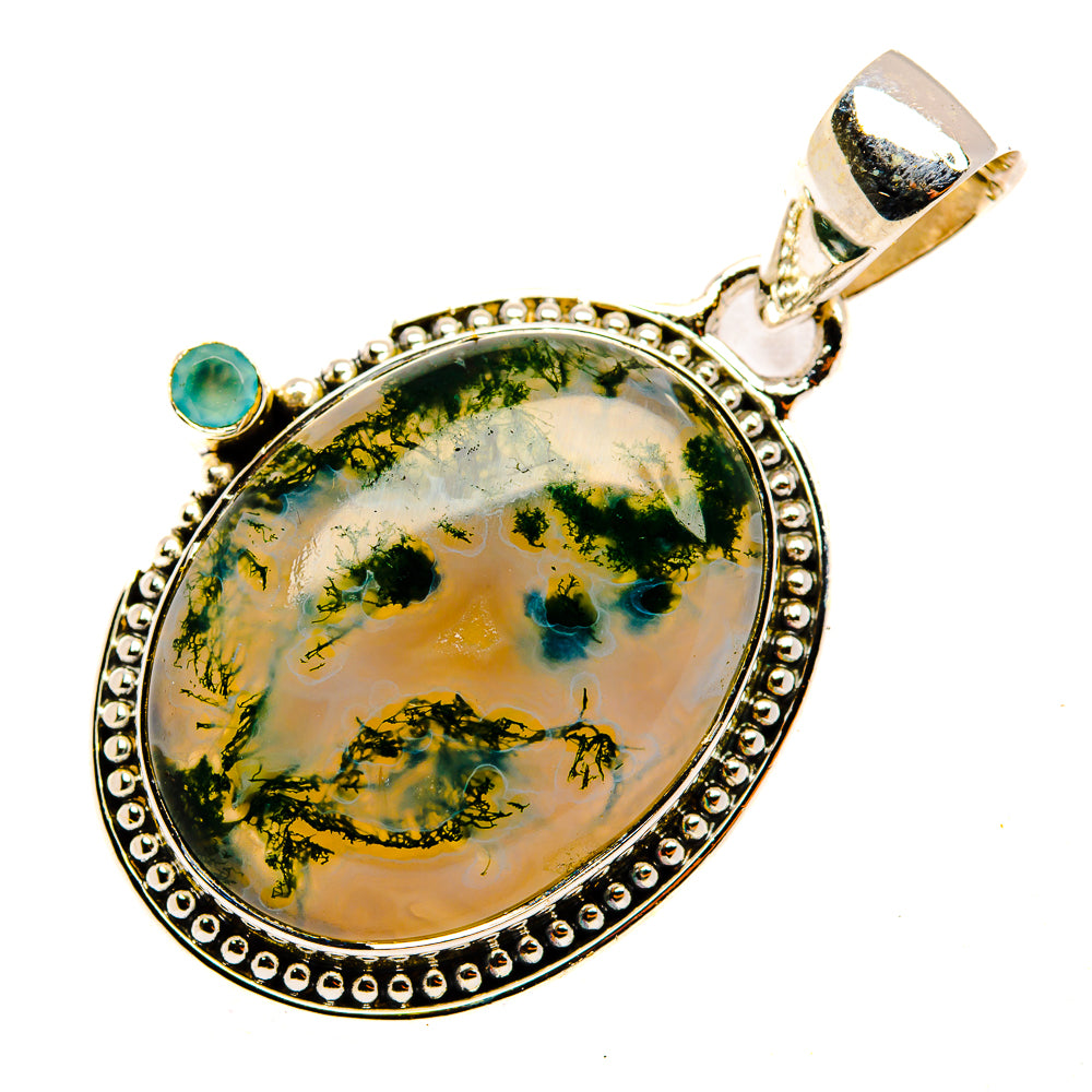 Green Moss Agate Pendants handcrafted by Anasilvercos - PD30375 - Photo 2