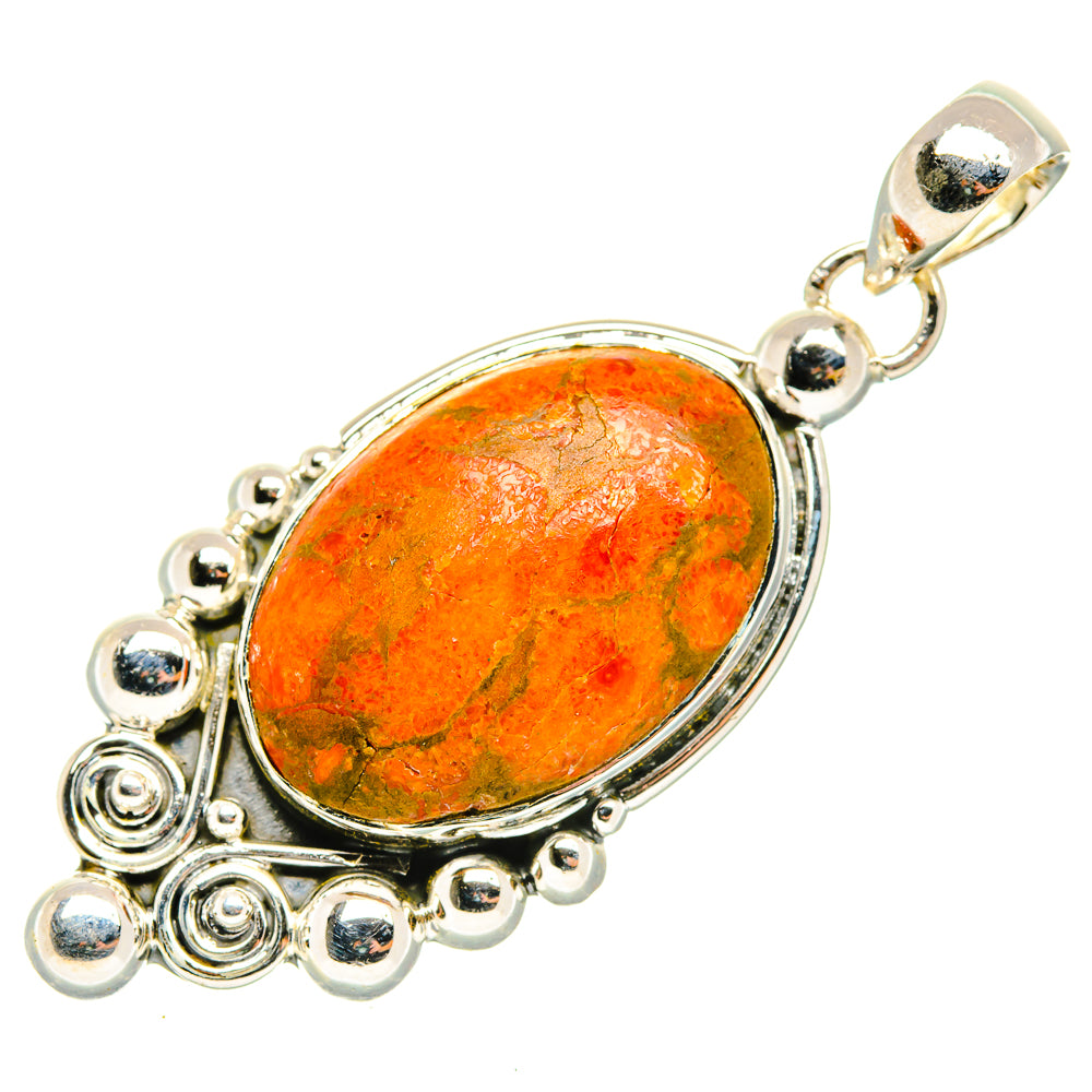 Orange Copper Composite Turquoise Pendants handcrafted by Anasilvercos - PD30397 - Photo 2