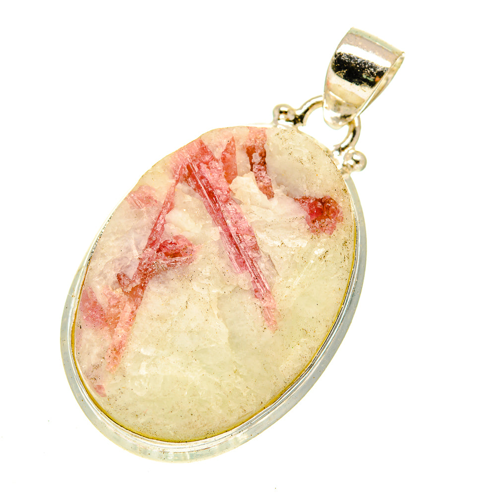 Pink Tourmaline In Quartz Pendants handcrafted by Anasilvercos - PD3047