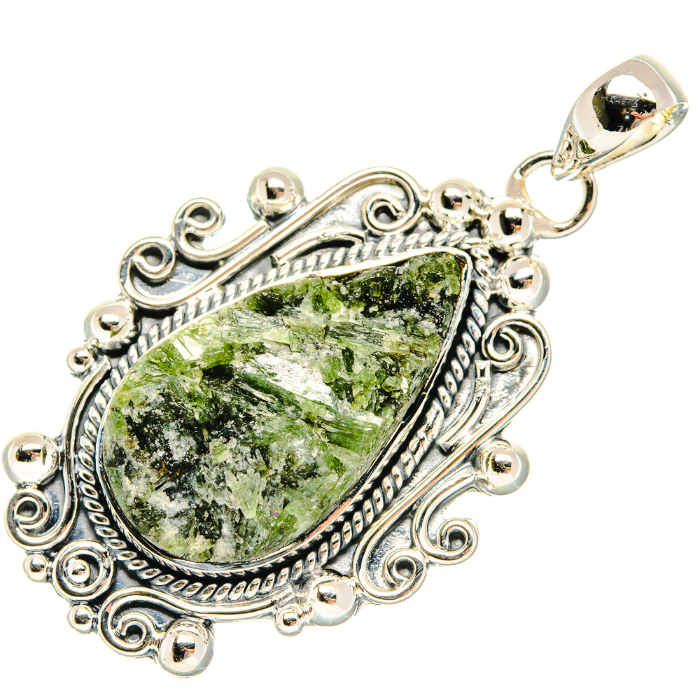 Green Tourmaline In Quartz Pendants handcrafted by Anasilvercos - PD30484 - Photo 2